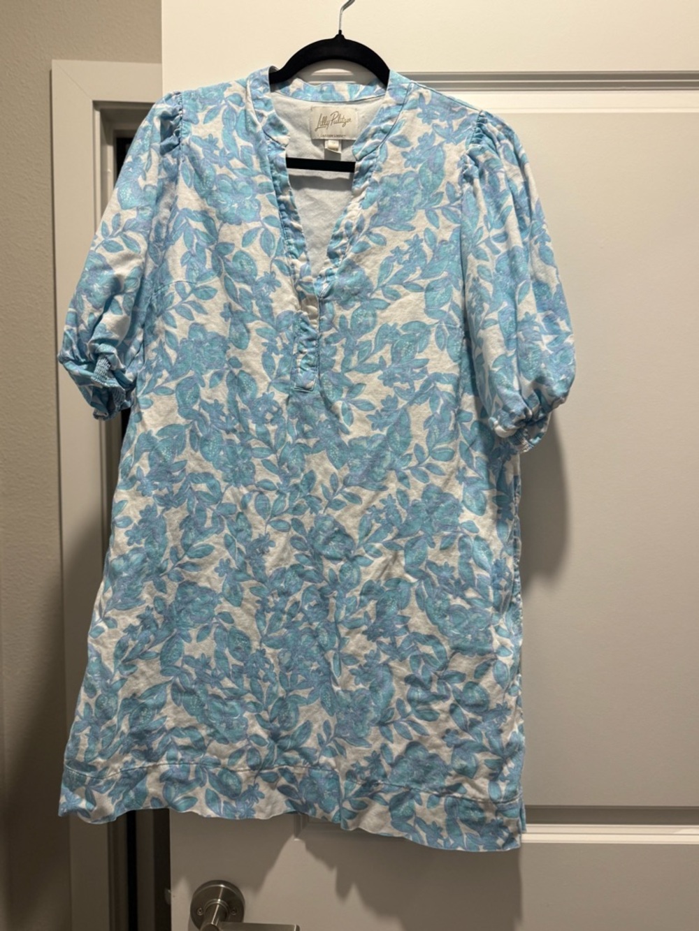 Lilly Pulitzer Light Blue and White Asymmetrical Floral Dress